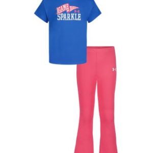 UA Glitter Logo & Side-Stripe Toddler Girls' Short Sleeve & Yoga Pants Set