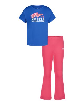 UA Glitter Logo & Side-Stripe Toddler Girls' Short Sleeve & Yoga Pants Set