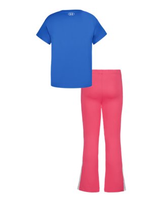 UA Glitter Logo & Side-Stripe Infant Girls' Short Sleeve & Yoga Pants Set - Image 4